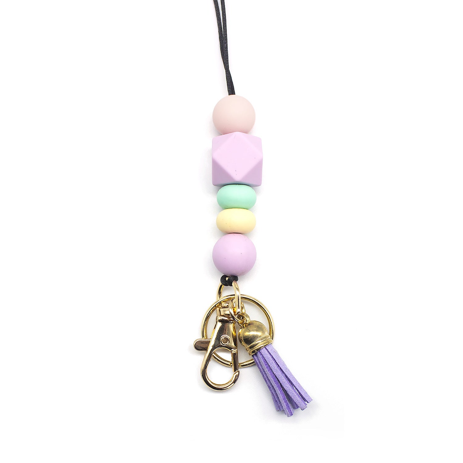 Wholesale Silicone Beaded Wooden Sign Acrylic Lanyard Keychain